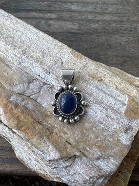 Native American Sterling Silver Pendant with Lapis